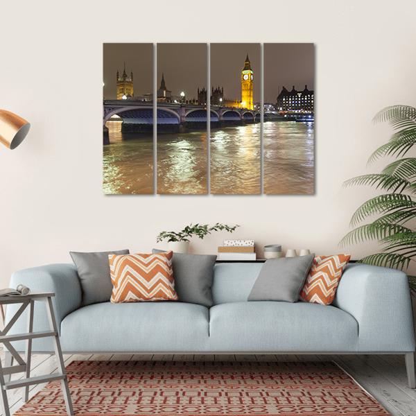 Big Ben In London Canvas Wall Art-4 Horizontal-Gallery Wrap-34" x 24"-Tiaracle