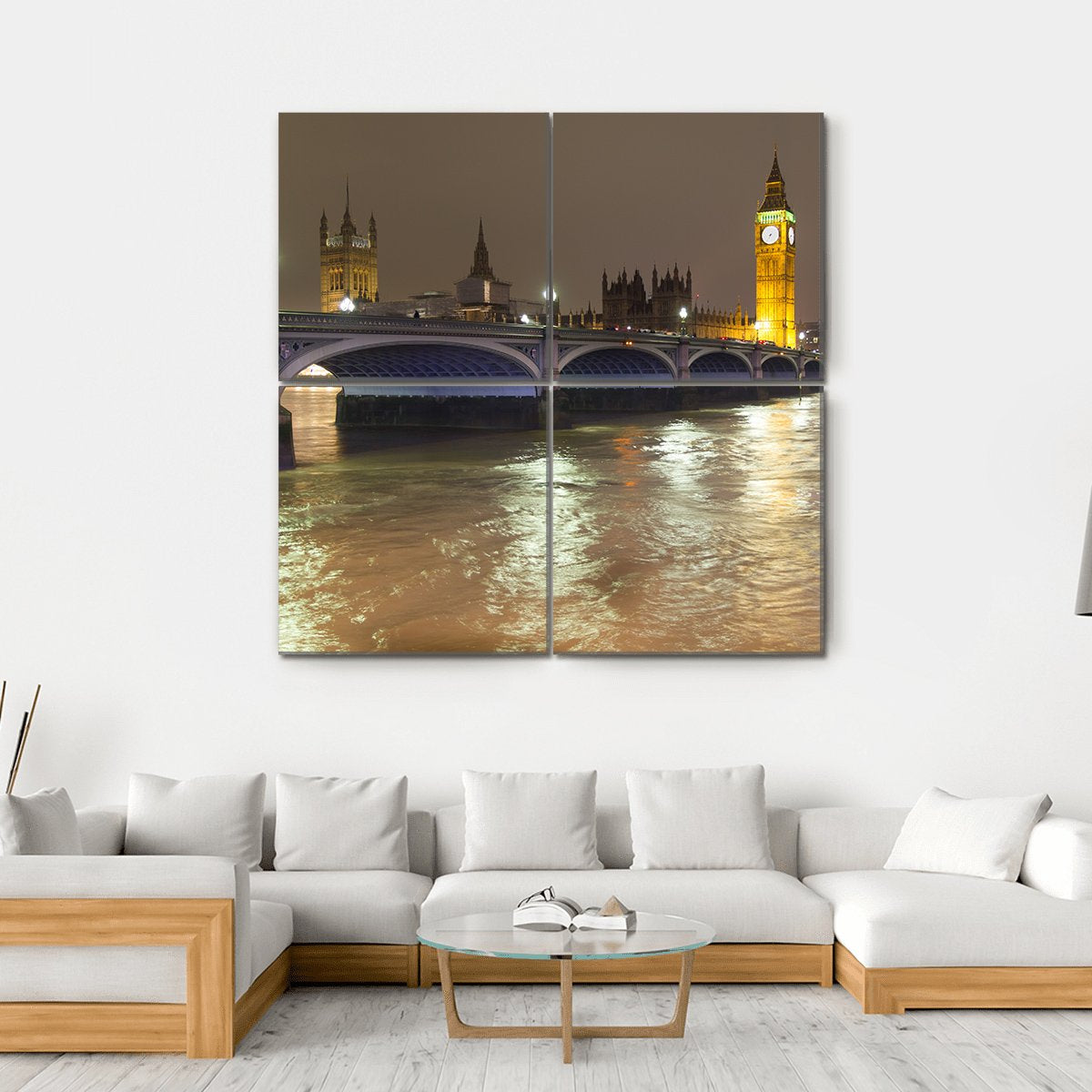 Big Ben In London Canvas Wall Art-4 Square-Gallery Wrap-17" x 17"-Tiaracle