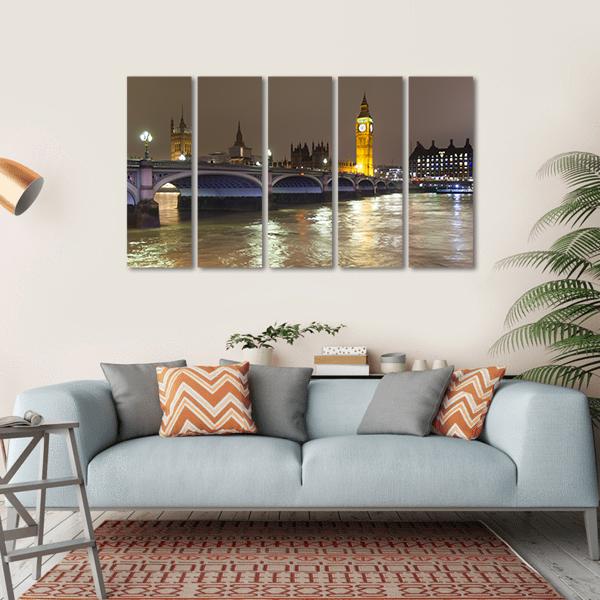 Big Ben In London Canvas Wall Art-5 Horizontal-Gallery Wrap-22" x 12"-Tiaracle
