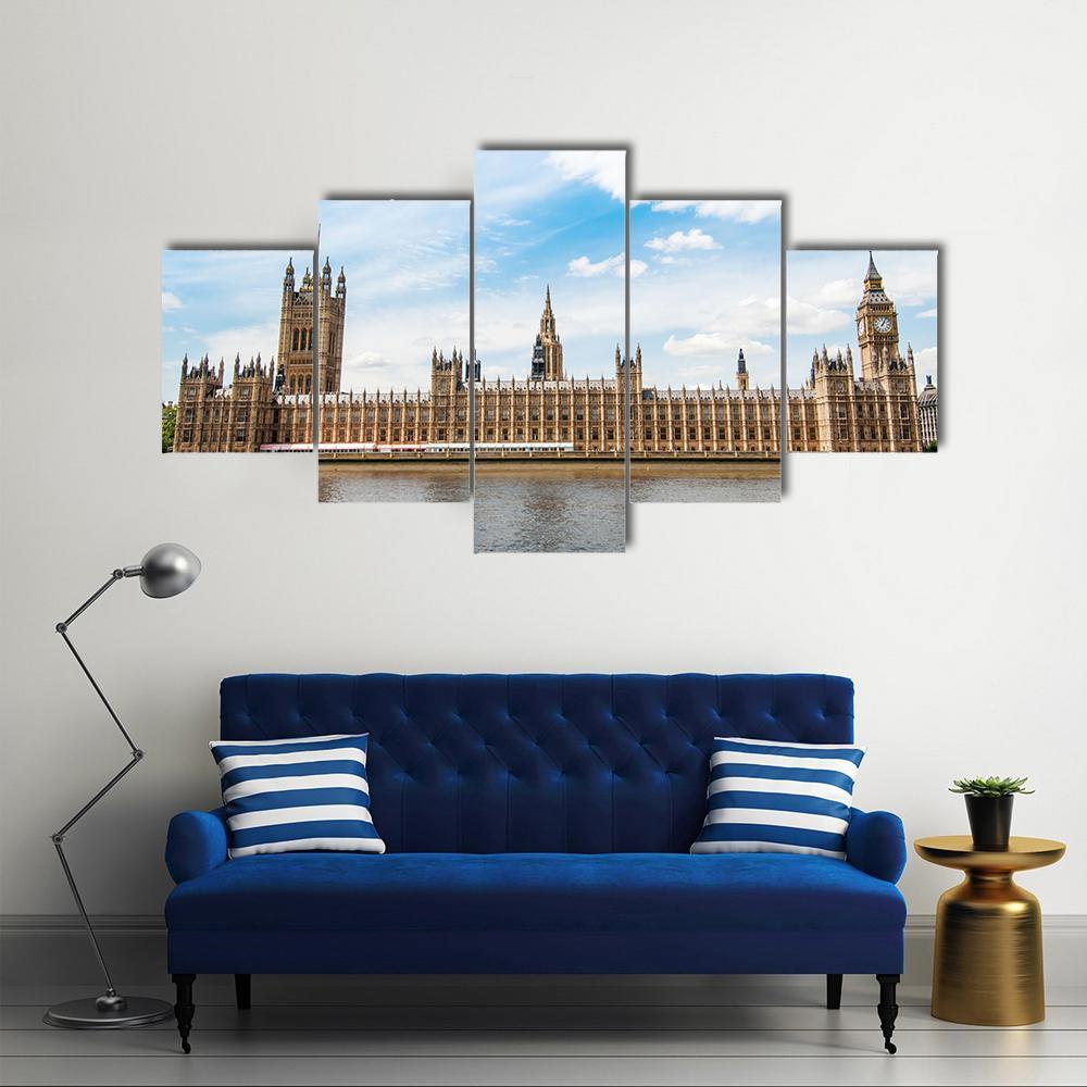 Big Ben In London UK Canvas Wall Art-5 Star-Gallery Wrap-62" x 32"-Tiaracle