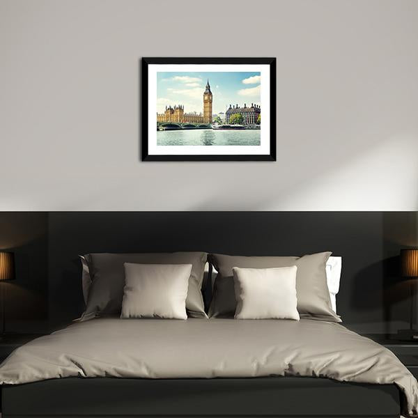 Big Ben In Sunny Day Canvas Wall Art-5 Horizontal-Gallery Wrap-22" x 12"-Tiaracle
