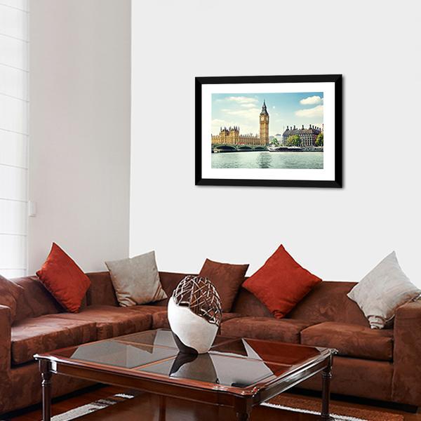 Big Ben In Sunny Day Canvas Wall Art-3 Horizontal-Gallery Wrap-25" x 16"-Tiaracle