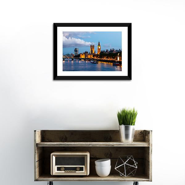Big Ben In The Evening Canvas Wall Art-1 Piece-Framed Print-30" x 20"-Tiaracle