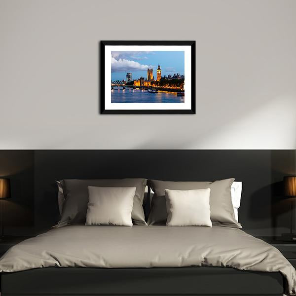 Big Ben In The Evening Panoramic Canvas Wall Art-1 Piece-36" x 12"-Tiaracle