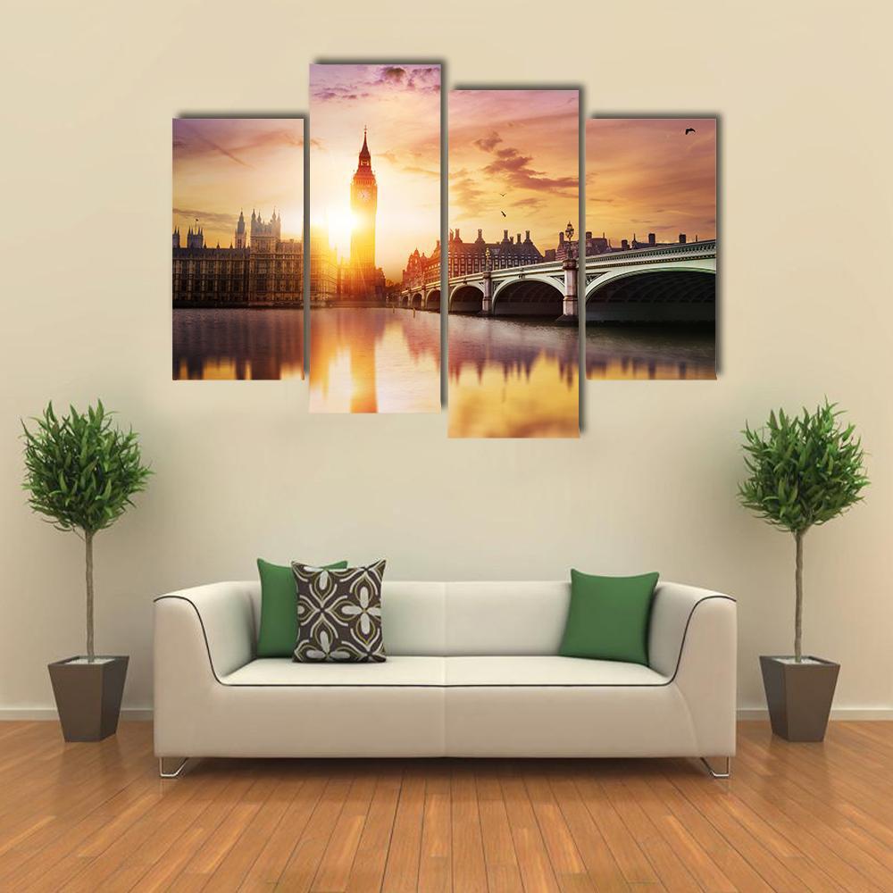 Big Ben Canvas Wall Art-4 Pop-Gallery Wrap-50" x 32"-Tiaracle