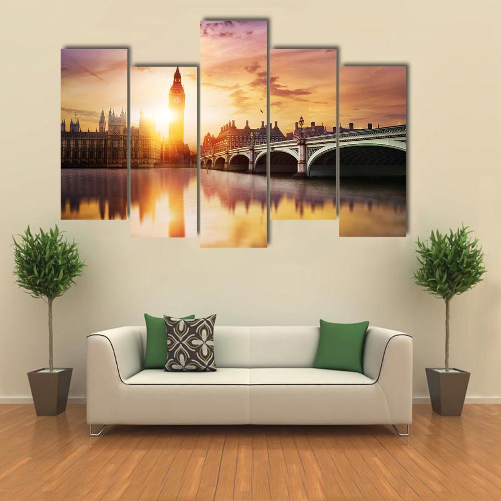 Big Ben Canvas Wall Art-5 Pop-Gallery Wrap-47" x 32"-Tiaracle