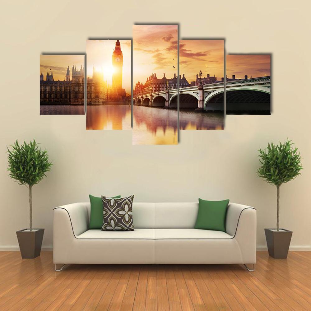 Big Ben Canvas Wall Art-5 Star-Gallery Wrap-62" x 32"-Tiaracle