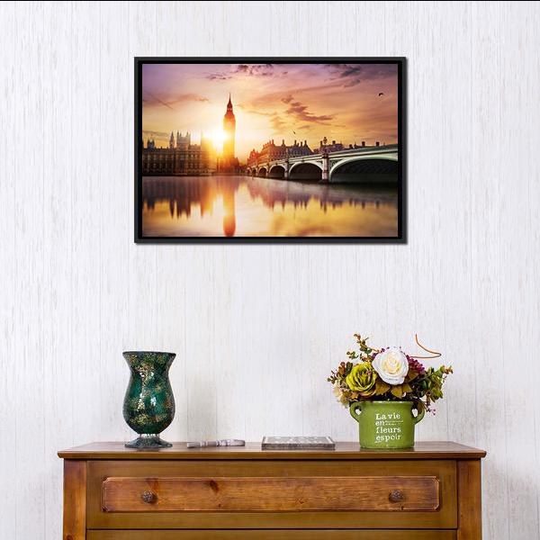 Big Ben Canvas Wall Art-1 Piece-Floating Frame-24" x 16"-Tiaracle