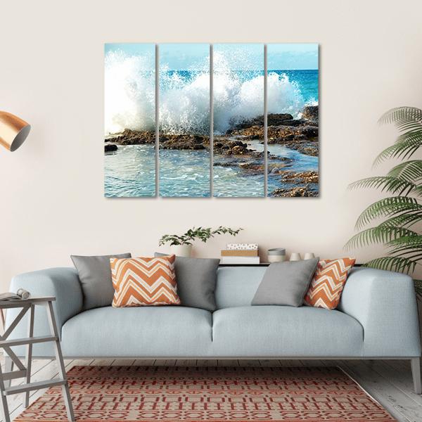Big Breaking Waves Canvas Wall Art-4 Horizontal-Gallery Wrap-34" x 24"-Tiaracle
