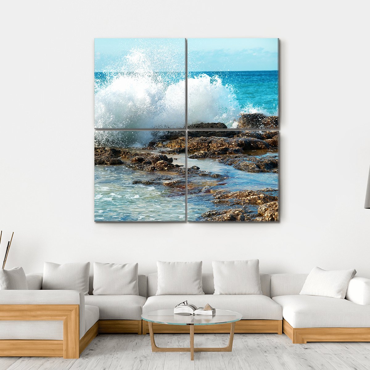 Big Breaking Waves Canvas Wall Art-4 Square-Gallery Wrap-17" x 17"-Tiaracle