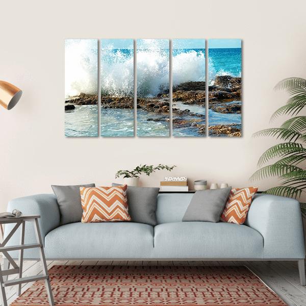 Big Breaking Waves Canvas Wall Art-5 Horizontal-Gallery Wrap-22" x 12"-Tiaracle
