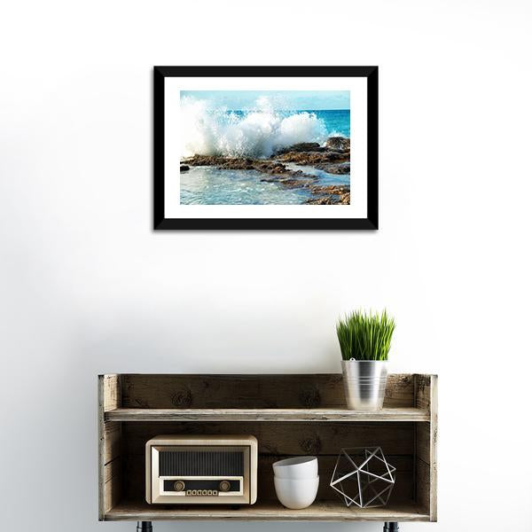 Big Breaking Waves Canvas Wall Art-1 Piece-Framed Print-20" x 16"-Tiaracle