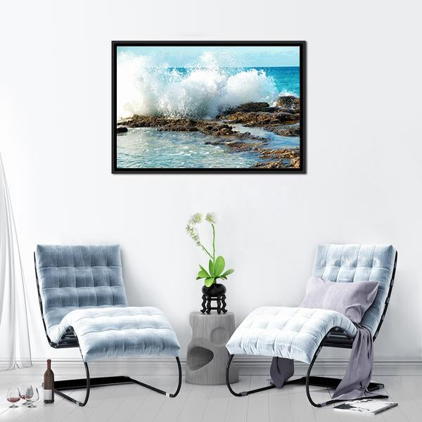Big Breaking Waves Canvas Wall Art-3 Horizontal-Gallery Wrap-25" x 16"-Tiaracle