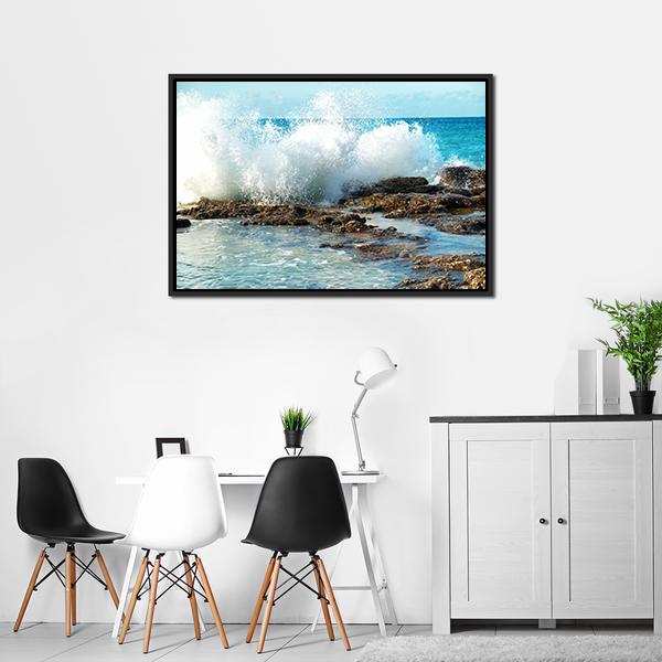 Big Breaking Waves Canvas Wall Art-3 Horizontal-Gallery Wrap-25" x 16"-Tiaracle