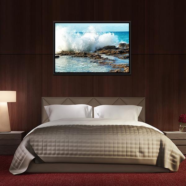 Big Breaking Waves Canvas Wall Art-3 Horizontal-Gallery Wrap-25" x 16"-Tiaracle