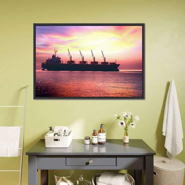 Big International Cargo Ship Canvas Wall Art-1 Piece-Floating Frame-24" x 16"-Tiaracle
