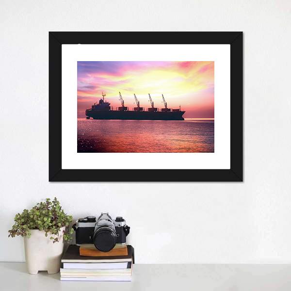 Big International Cargo Ship Canvas Wall Art-1 Piece-Framed Print-20" x 16"-Tiaracle