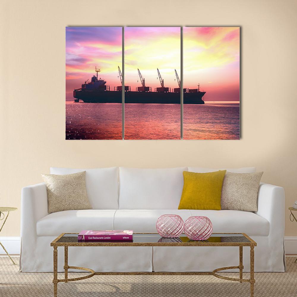 Big International Cargo Ship Canvas Wall Art-3 Horizontal-Gallery Wrap-37" x 24"-Tiaracle