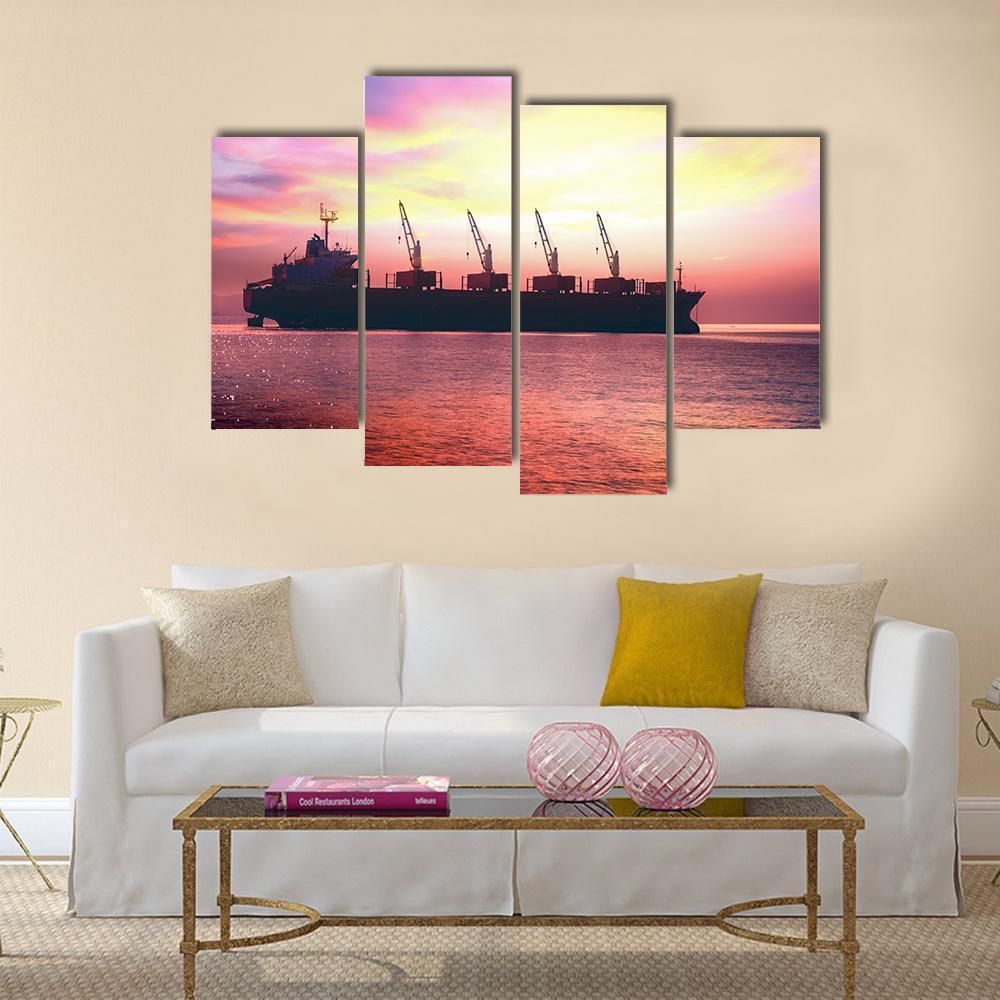 Big International Cargo Ship Canvas Wall Art-4 Pop-Gallery Wrap-50" x 32"-Tiaracle