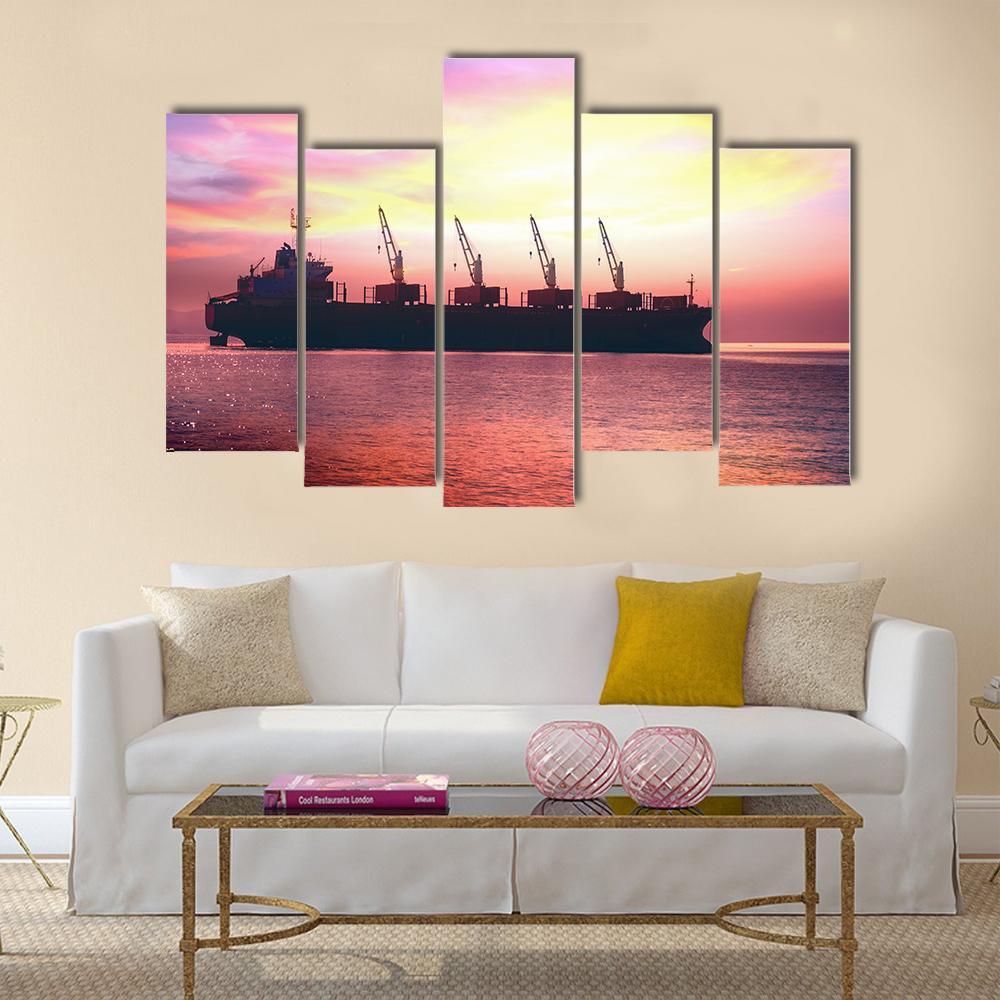 Big International Cargo Ship Canvas Wall Art-5 Pop-Gallery Wrap-47" x 32"-Tiaracle