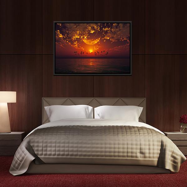 Big Moon In Clouds Canvas Wall Art-3 Horizontal-Gallery Wrap-25" x 16"-Tiaracle