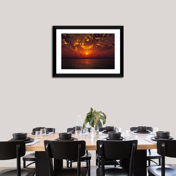 Big Moon In Clouds Canvas Wall Art-3 Horizontal-Gallery Wrap-25" x 16"-Tiaracle