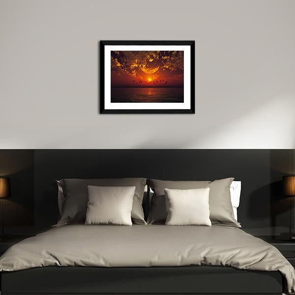 Big Moon In Clouds Canvas Wall Art-3 Horizontal-Gallery Wrap-25" x 16"-Tiaracle
