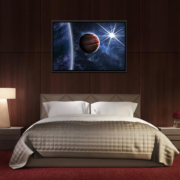 Big Planet Moon & Star Canvas Wall Art-3 Horizontal-Gallery Wrap-25" x 16"-Tiaracle