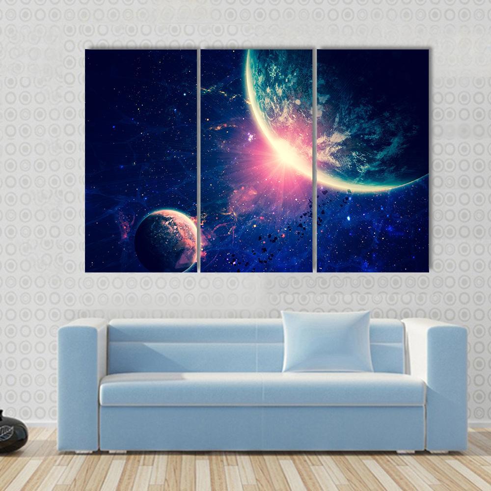 Beautiful Space Background Canvas Wall Art-3 Horizontal-Gallery Wrap-37" x 24"-Tiaracle