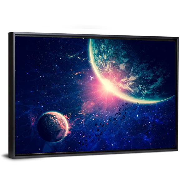 Beautiful Space Background Canvas Wall Art-3 Horizontal-Gallery Wrap-25" x 16"-Tiaracle