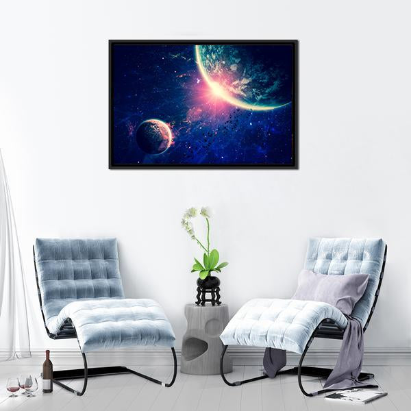 Beautiful Space Background Canvas Wall Art-3 Horizontal-Gallery Wrap-25" x 16"-Tiaracle