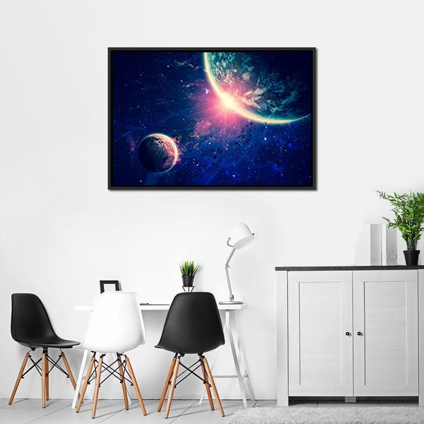 Beautiful Space Background Canvas Wall Art-3 Horizontal-Gallery Wrap-25" x 16"-Tiaracle