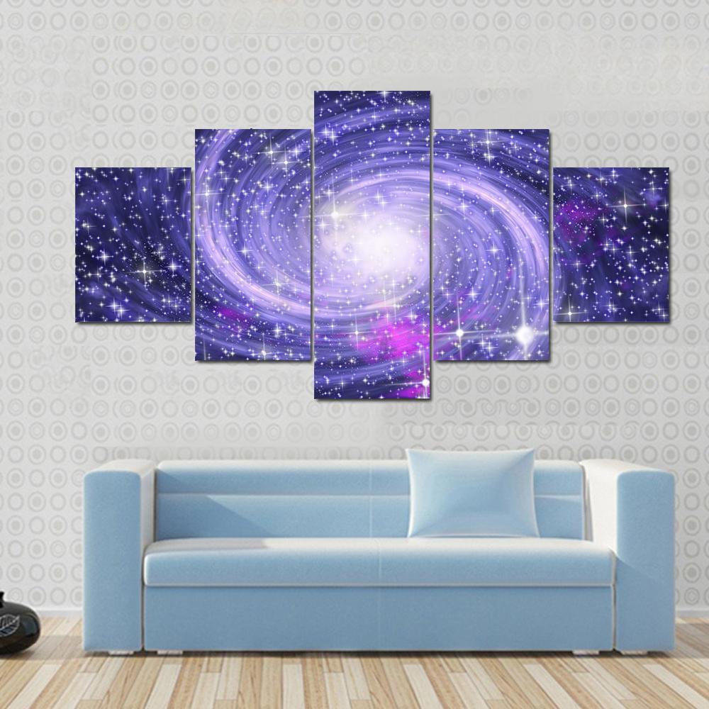 Big Spiral Galaxy Canvas Wall Art-5 Star-Gallery Wrap-62" x 32"-Tiaracle