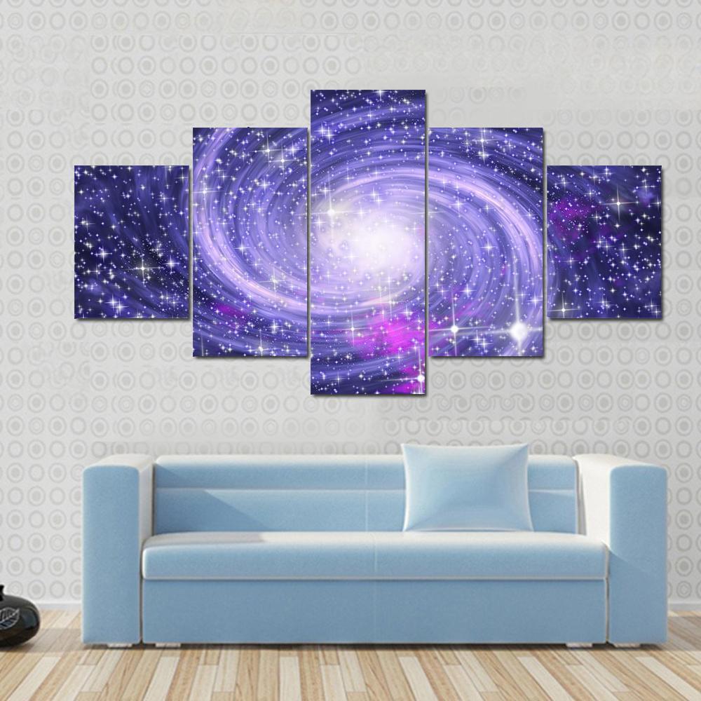 Big Spiral Galaxy Canvas Wall Art-5 Pop-Gallery Wrap-47" x 32"-Tiaracle