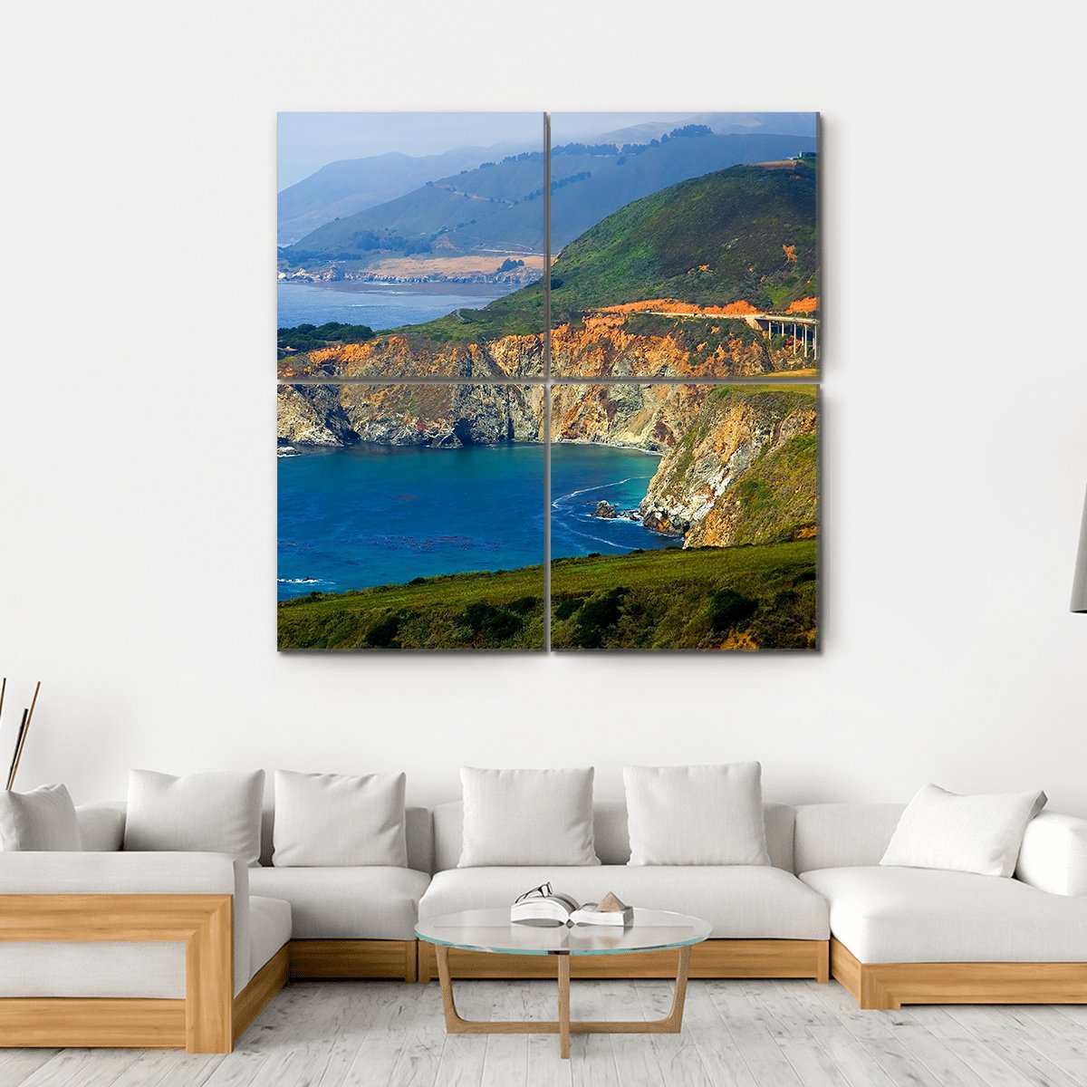 Big Sur California Coast Canvas Wall Art-4 Square-Gallery Wrap-17" x 17"-Tiaracle