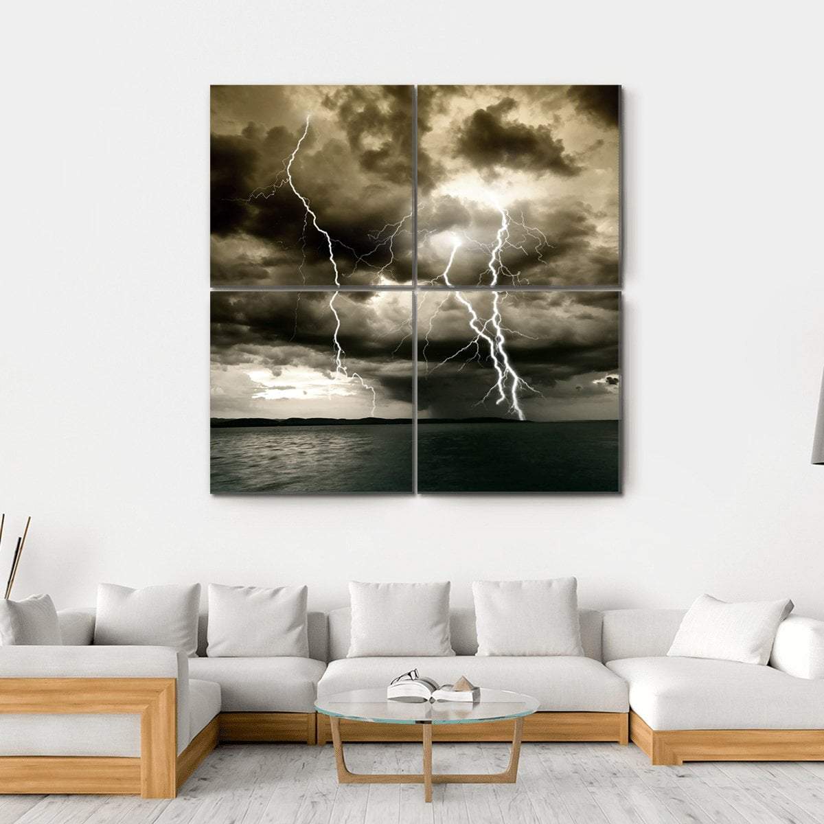 Big Thunderbolt Canvas Wall Art-4 Square-Gallery Wrap-17" x 17"-Tiaracle