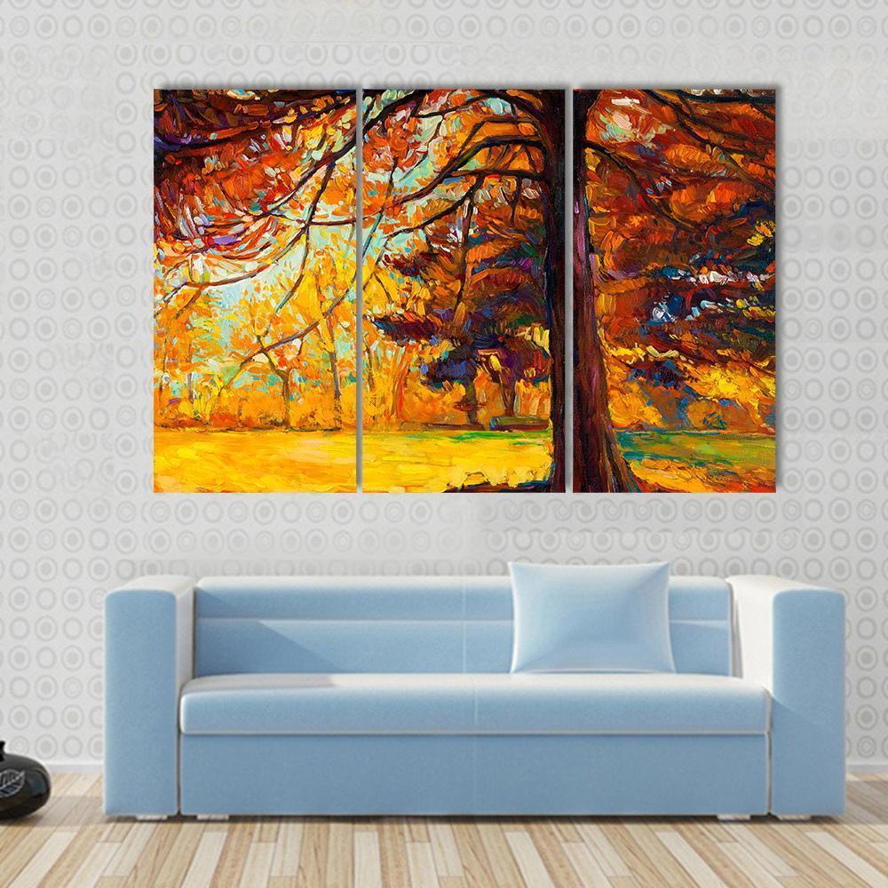 Big Tree In Autumn Canvas Wall Art-3 Horizontal-Gallery Wrap-37&quot; x 24&quot;-Tiaracle