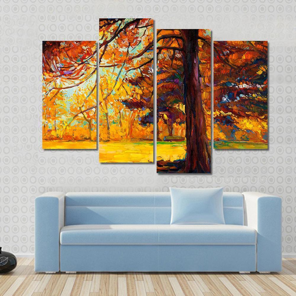 Big Tree In Autumn Canvas Wall Art-4 Pop-Gallery Wrap-50&quot; x 32&quot;-Tiaracle