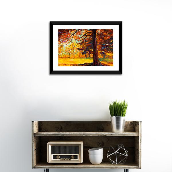 Big Tree In Autumn Canvas Wall Art-1 Piece-Framed Print-20&quot; x 16&quot;-Tiaracle