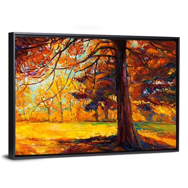 Big Tree In Autumn Canvas Wall Art-3 Horizontal-Gallery Wrap-25&quot; x 16&quot;-Tiaracle