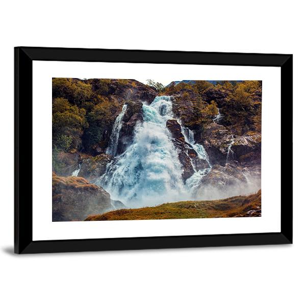 Big Waterfall Norway Canvas Wall Art-5 Horizontal-Gallery Wrap-22" x 12"-Tiaracle