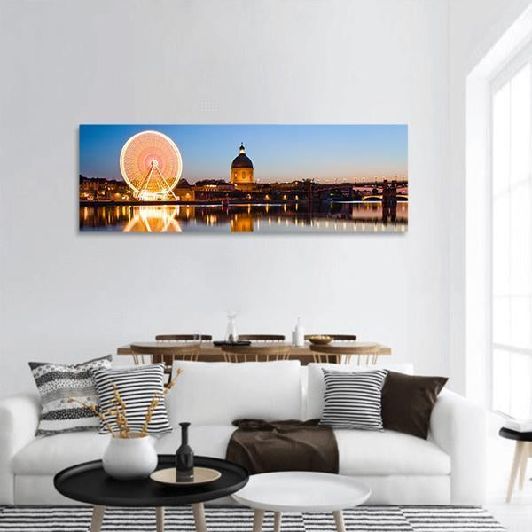 Wheel In Toulouse City Panoramic Canvas Wall Art-3 Piece-25" x 08"-Tiaracle