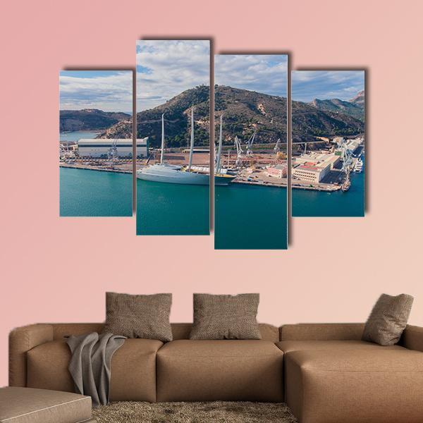 Biggest Sailing Yacht Spain Canvas Wall Art-4 Pop-Gallery Wrap-50" x 32"-Tiaracle