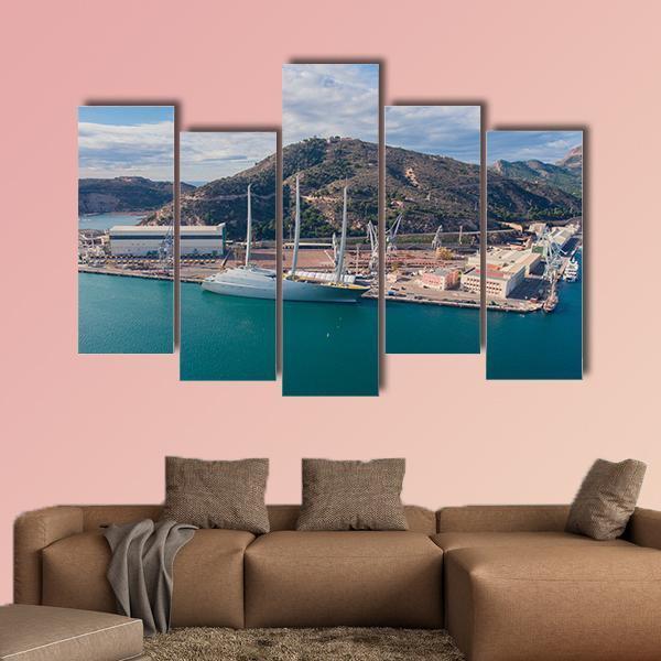 Biggest Sailing Yacht Spain Canvas Wall Art-5 Pop-Gallery Wrap-47" x 32"-Tiaracle