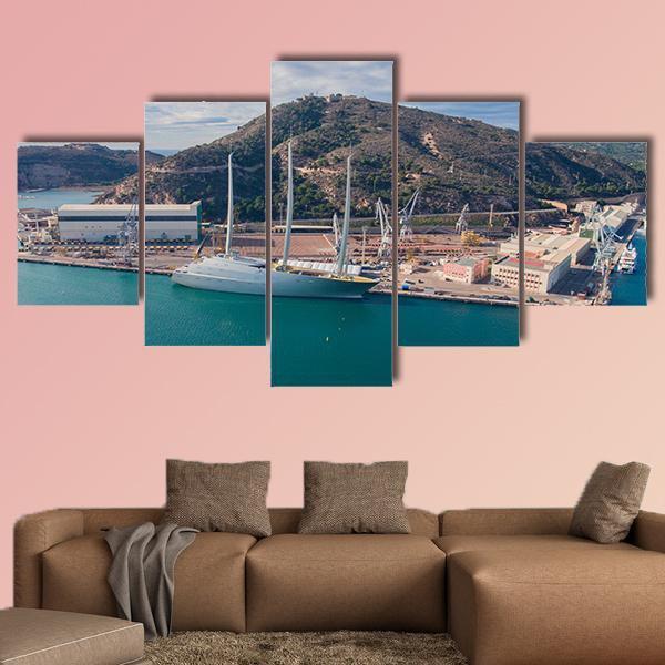 Biggest Sailing Yacht Spain Canvas Wall Art-5 Star-Gallery Wrap-62" x 32"-Tiaracle