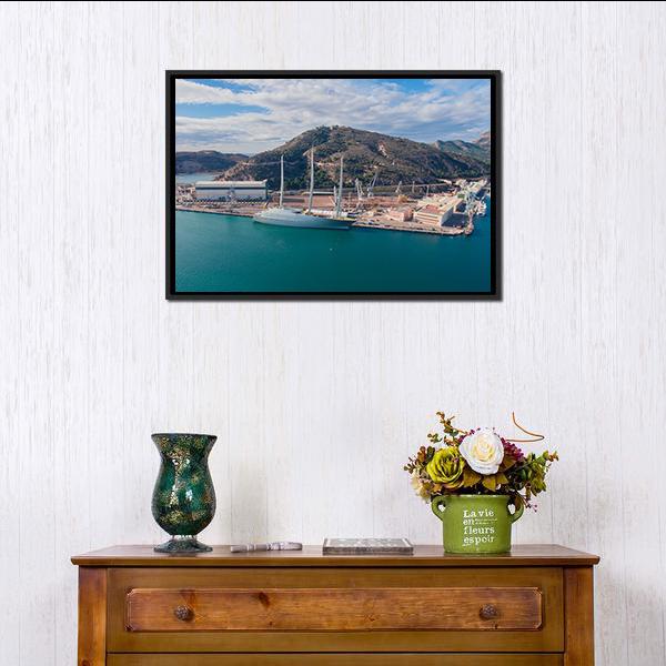 Biggest Sailing Yacht Spain Canvas Wall Art-1 Piece-Floating Frame-24" x 16"-Tiaracle