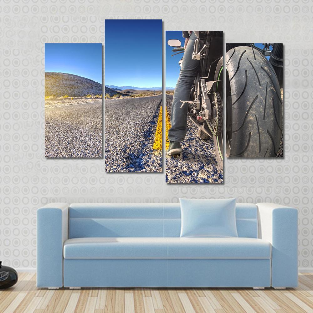 Bike On Road Canvas Wall Art-4 Pop-Gallery Wrap-50" x 32"-Tiaracle