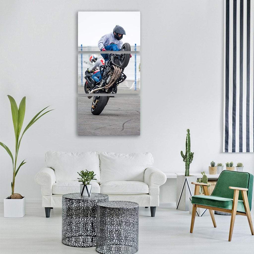Bike Rider Vertical Canvas Wall Art-3 Vertical-Gallery Wrap-12" x 25"-Tiaracle