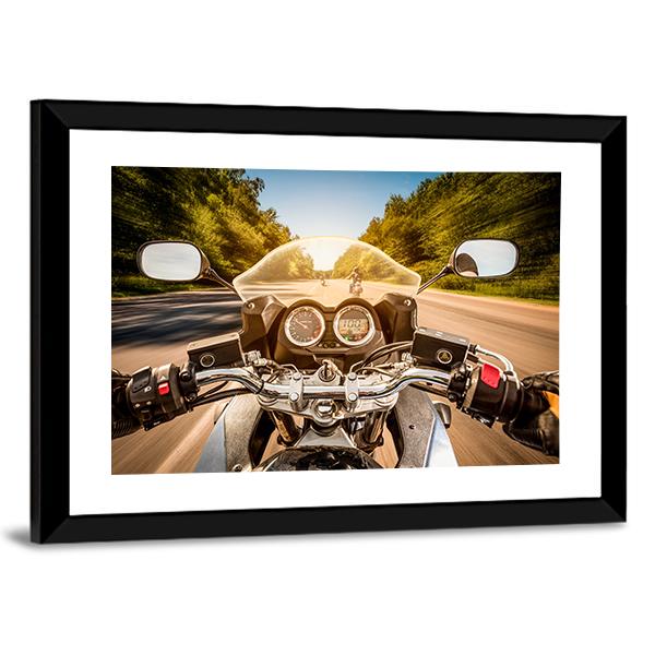 Biker Driving A Motorcycle Canvas Wall Art-5 Horizontal-Gallery Wrap-22" x 12"-Tiaracle
