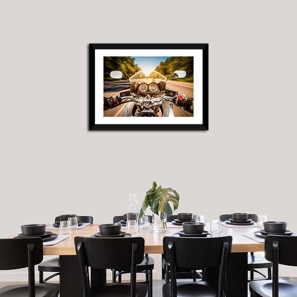 Biker Driving A Motorcycle Canvas Wall Art-5 Horizontal-Gallery Wrap-22" x 12"-Tiaracle